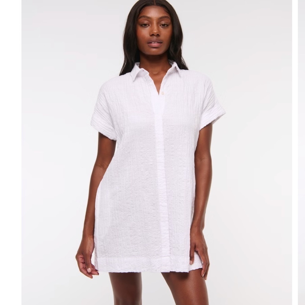 Abercrombie & Fitch | Dresses | Abercrombie Fitch Textured Mini Classic Shirt Dress White Size Xlp Nwt